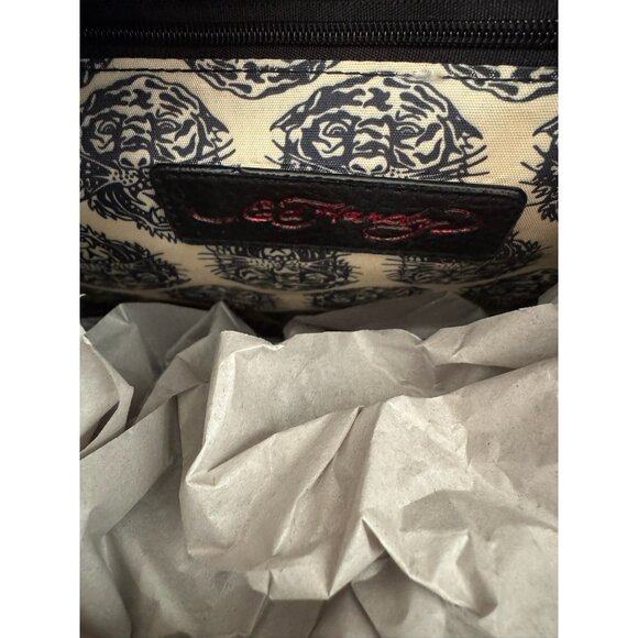 NWT ED HARDY LOVE KILLS SLOWLY WEEKENDER OVERNIGHT/TRAVEL TOTE SKULL FLOWERS - Picture 13 of 13